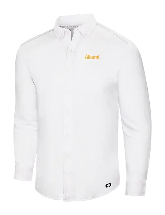 OGIO Bright White Modern Code Stretch Button-Up Shirt w/Alkami Logo
