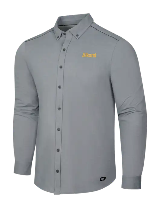 OGIO Medium Grey Heather Modern Code Stretch Button-Up Shirt w/Alkami Logo
