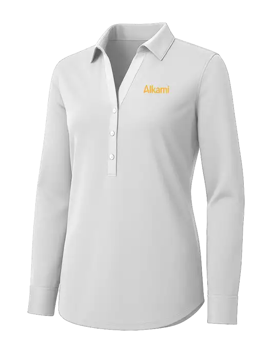 Womens White City Stretch Shirt w/Alkami Logo