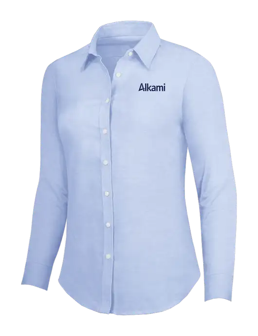 Light Blue Womens SuperPro Oxford Shirt w/Alkami Logo