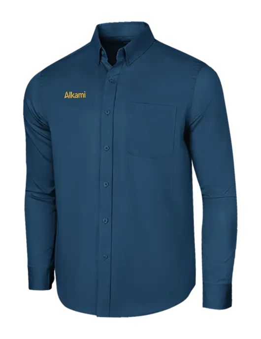 Long Sleeve Light Navy Superpro React Twill Shirt w/Alkami Logo