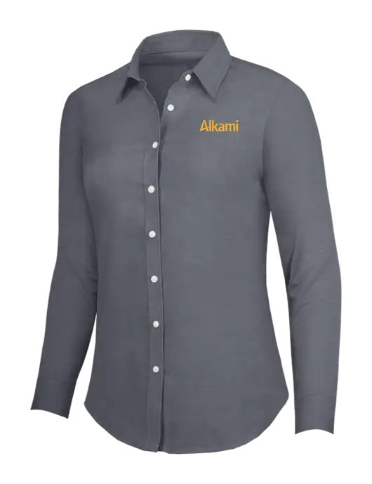 Dark Grey Womens SuperPro Oxford Shirt w/Alkami Logo