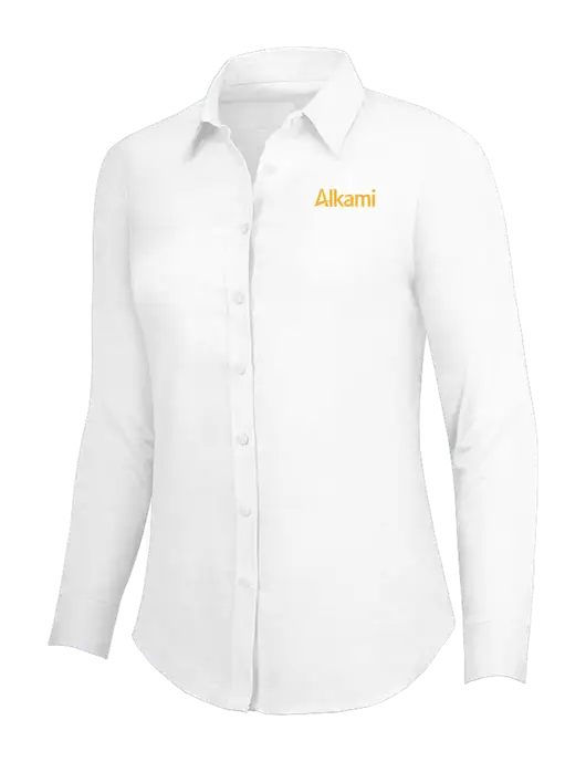 White Womens SuperPro Oxford Shirt w/Alkami Logo