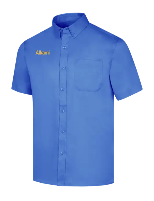 Short Sleeve Dark Carolina Blue Superpro React Twill Shirt w/Alkami Logo
