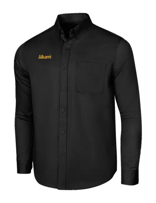 Long Sleeve Deep Black Superpro React Twill Shirt w/Alkami Logo