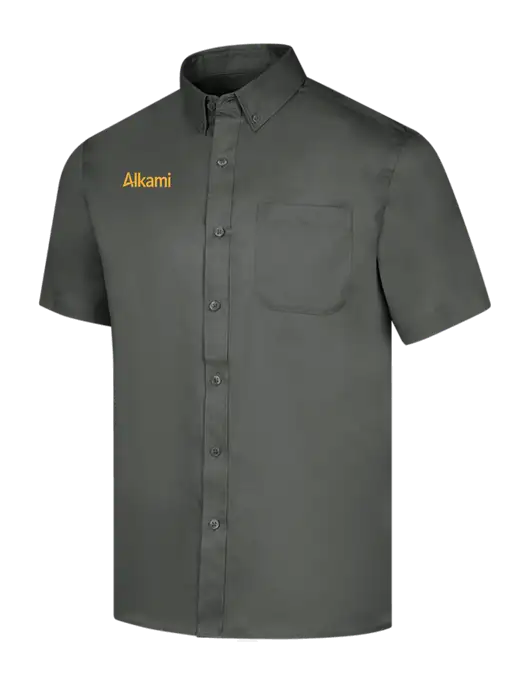 Short Sleeve Dark Grey Superpro React Twill Shirt w/Alkami Logo