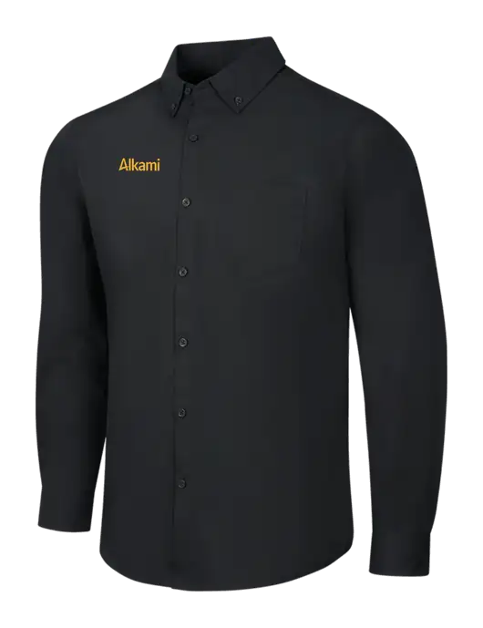 Black Long Sleeve Carefree Poplin Shirt w/Alkami Logo