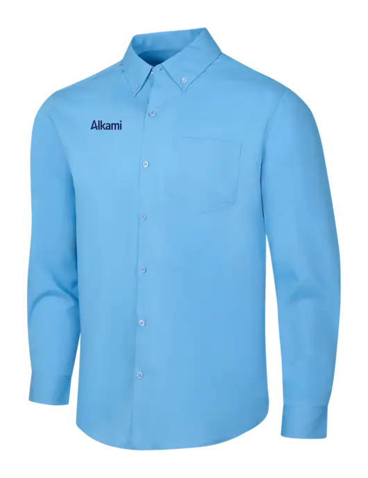 Carolina Blue Long Sleeve Carefree Poplin Shirt w/Alkami Logo