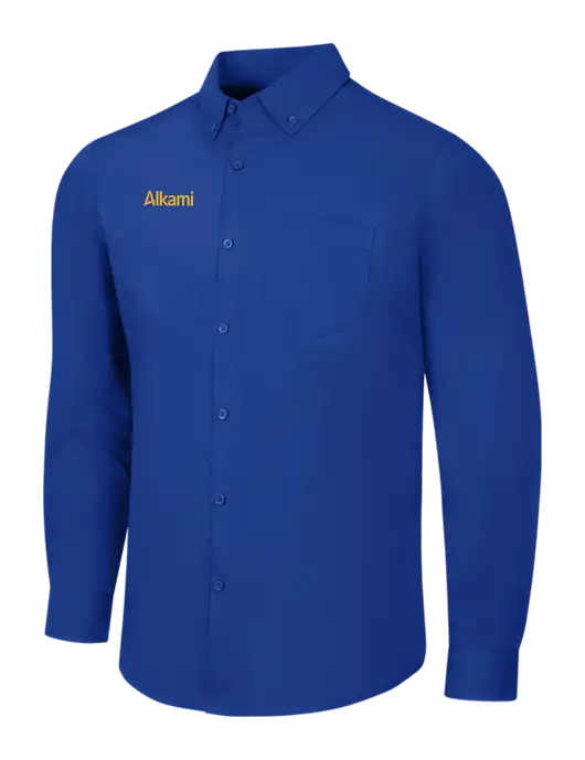 Dark Royal Long Sleeve Carefree Poplin Shirt w/Alkami Logo