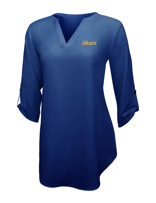 Dark Royal Womens 3/4 Sleeve Tunic Blouse w/Alkami Logo