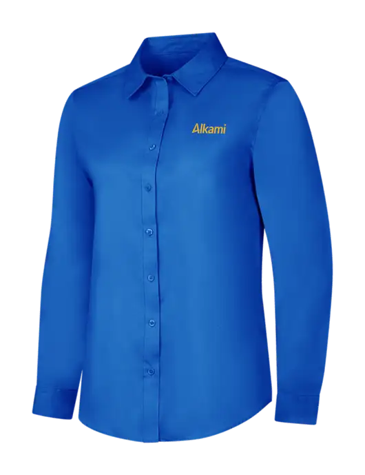 Womens Long Sleeve Royal Blue Superpro React Twill Shirt w/Alkami Logo