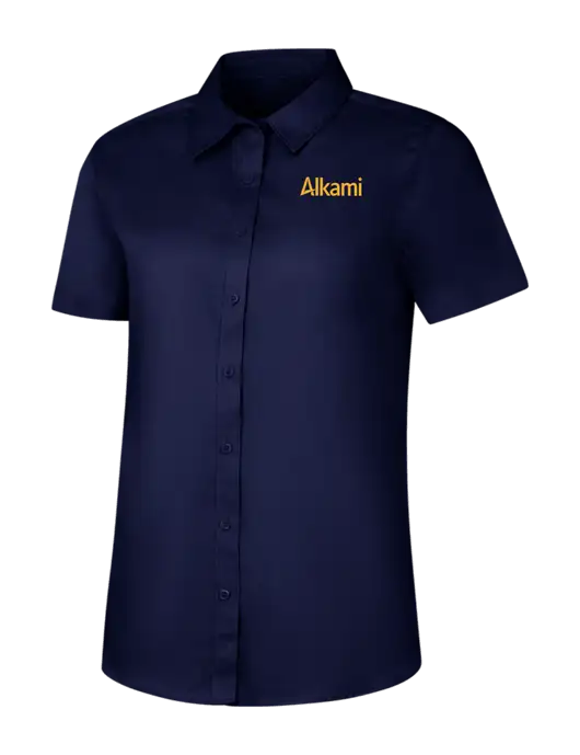 Womens Navy Short Sleeve Superpro React Twill Shirt w/Alkami Logo
