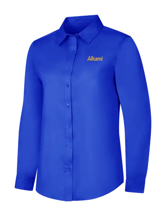 Womens Long Sleeve Dark Royal Superpro React Twill Shirt w/Alkami Logo