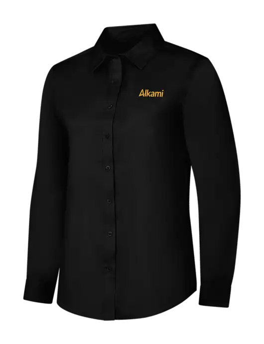 Womens Black Long Sleeve Superpro React Twill Shirt w/Alkami Logo