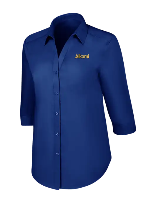 Womens Royal 3/4 Sleeve Carefree Poplin Shirt w/Alkami Logo