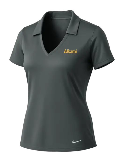 NIKE Dark Grey Womens Dri-Fit Vertical Mesh Polo w/Alkami Logo