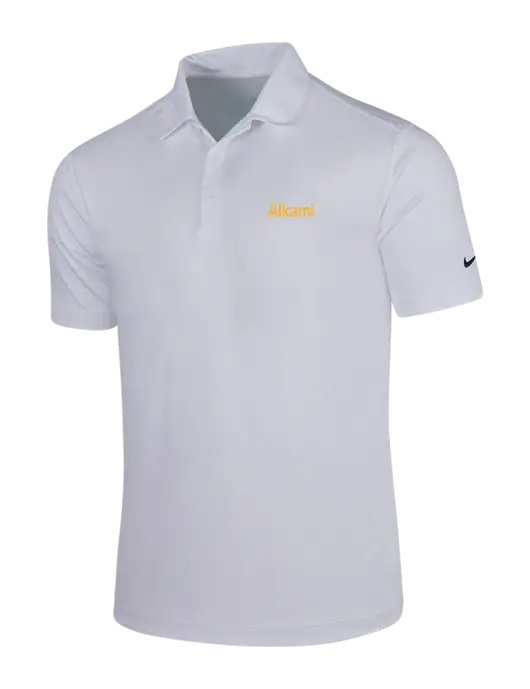 NIKE White Dri-Fit Vertical Mesh Polo w/Alkami Logo