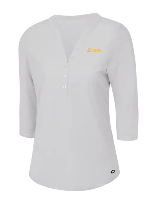 OGIO Bright White Jewel Henley w/Alkami Logo