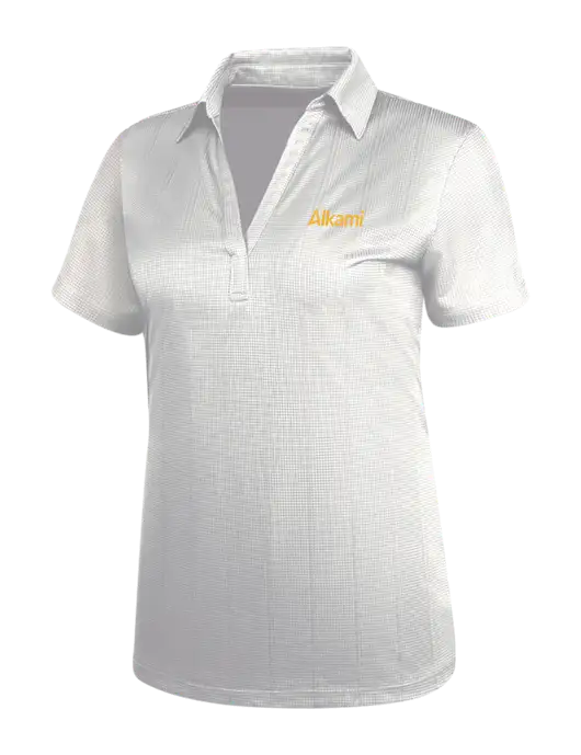 White Womens Performance Fine Jacquard Polo w/Alkami Logo