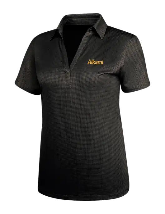 Black Womens Performance Fine Jacquard Polo w/Alkami Logo