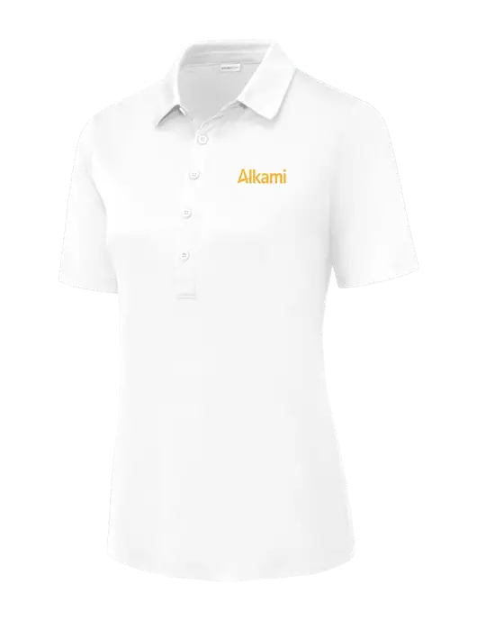 White Womens Posi-UV Pro Polo w/Alkami Logo