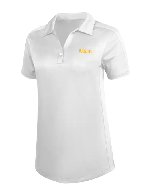 Womens White Diamond Jacquard Polo w/Alkami Logo
