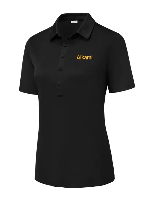 Black Womens Posi-UV Pro Polo w/Alkami Logo