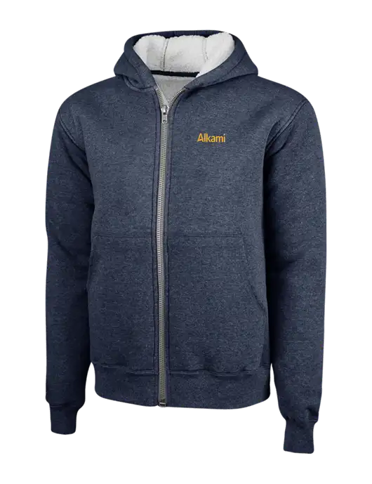 Cornerstone Navy Heavyweight Sherpa Lined Hooded Fleece Jacket w/Alkami Logo