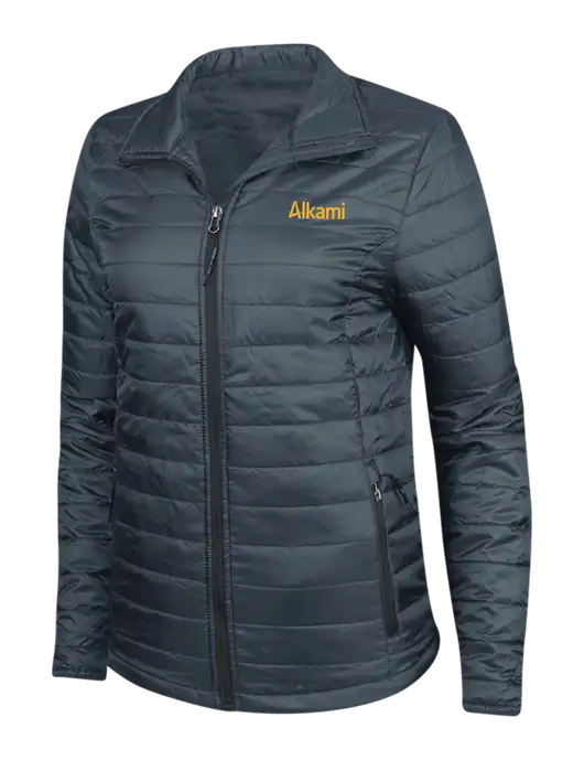 Navy Womens Puffy Packable Jacket w/Alkami Logo