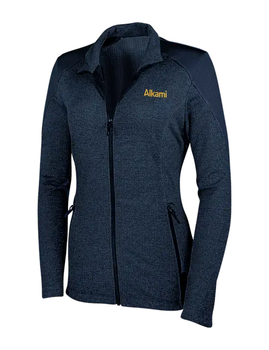 Navy Womens Grid Fleece Jacket w/Alkami Logo
