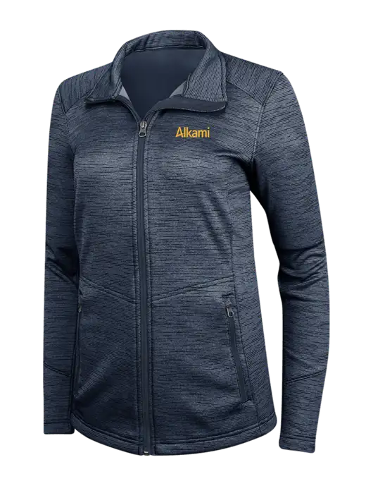 Navy Womens Digi Stripe Fleece Jacket w/Alkami Logo