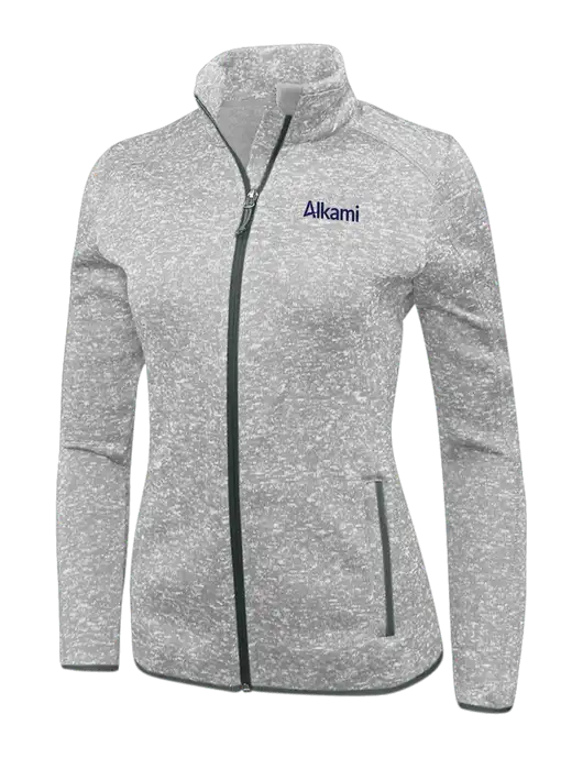 Grey Heather Womens Sweater Fleece Jacket w/Alkami Logo