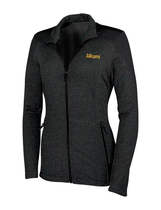 Womens Black Grid Fleece Jacket w/Alkami Logo