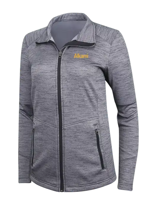 Medium Grey Womens Digi Stripe Fleece Jacket w/Alkami Logo