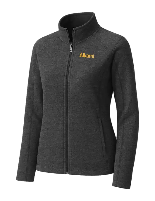 Charcoal Womens Heather Microfleece Full-Zip Jacket w/Alkami Logo