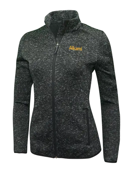 Black Heather Womens Sweater Fleece Jacket w/Alkami Logo