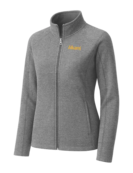 Medium Grey Womens Heather Microfleece Full-Zip Jacket w/Alkami Logo