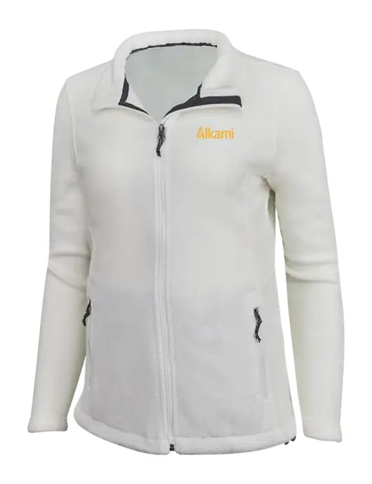 Womens White Fleece Jacket w/Alkami Logo