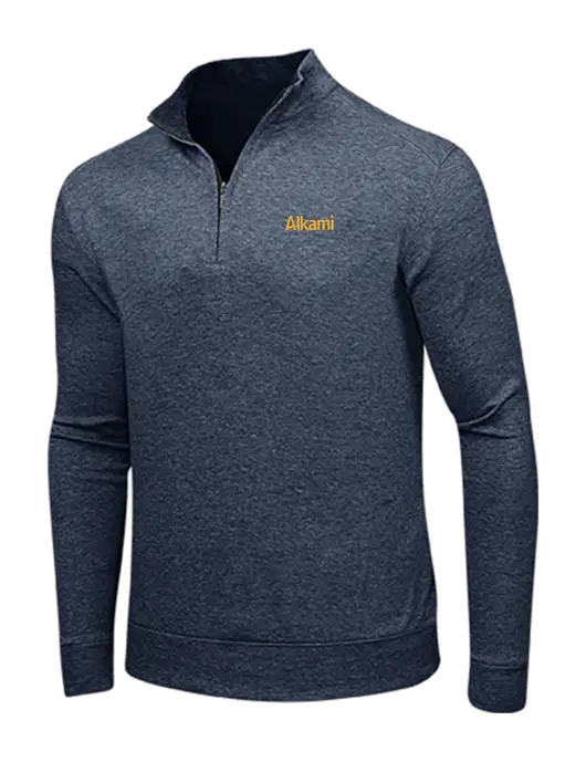 Estate Blue Heather/Charcoal Heather Interlock 1/4 Zip w/Alkami Logo