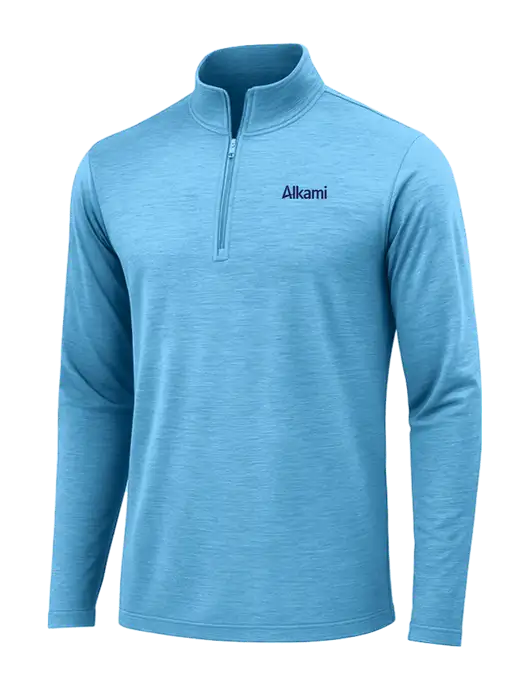 Light Blue Heather Posicharge Tri-Blend Wicking 1/4 Zip Pullover w/Alkami Logo