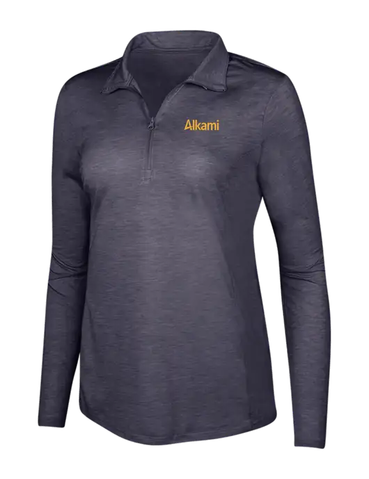 True Navy Heather Womens Posicharge Tri-Blend Wicking 1/4 Zip Pullover w/Alkami Logo