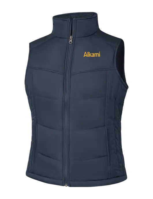  Womens Dark Slate/Black Puffy Vest w/Alkami Logo