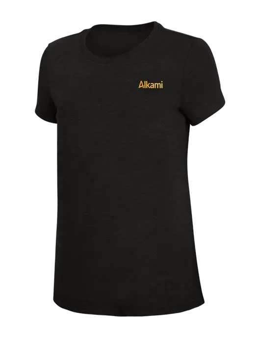 Womens Simply Soft Black 4.5oz Poly/Combed Ring Spun Cotton T-Shirt w/Alkami Logo