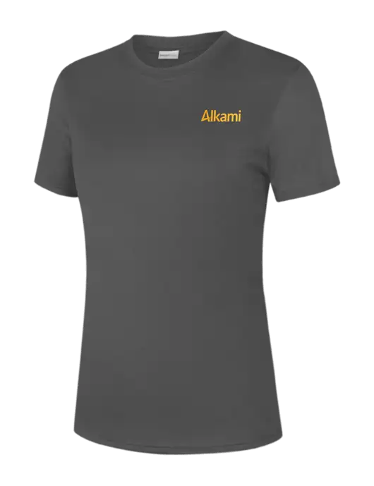  Womens Dark Grey PosiCharge Competitor Tee w/Alkami Logo