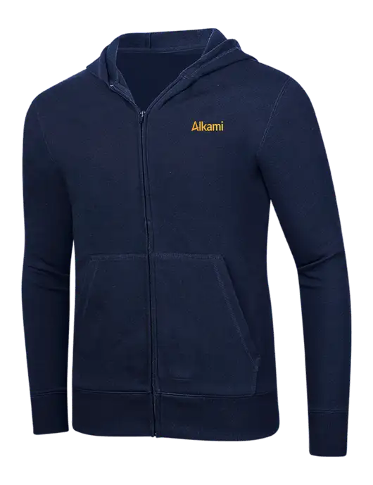 Full-Zip Navy Heavyweight Hooded Sweatshirt w/Alkami Logo