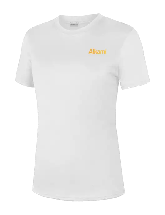  Womens White PosiCharge Competitor Tee w/Alkami Logo