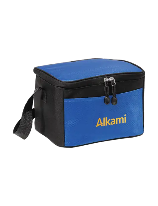 6 Can Twilight Blue/Black Cube Cooler w/Alkami Logo