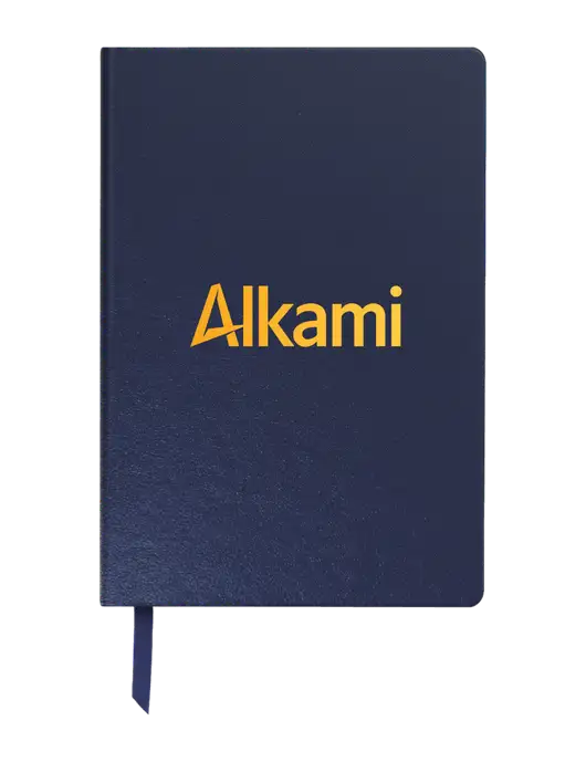 Achieve Navy Hardcover Journal, 5.5 x 8.37 w/Alkami Logo