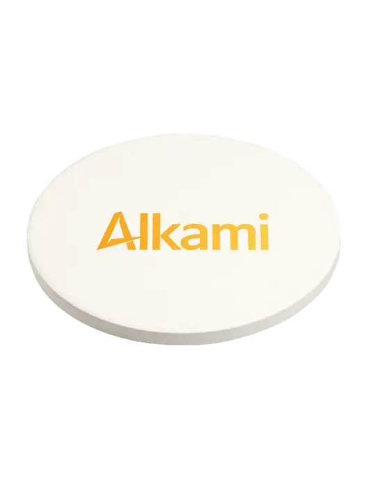 Absorbent White Coaster with Cork Base w/Alkami Logo