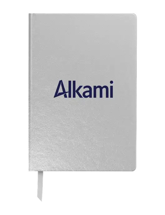 Achieve Silver Hardcover Journal, 5.5 x 8.37 w/Alkami Logo